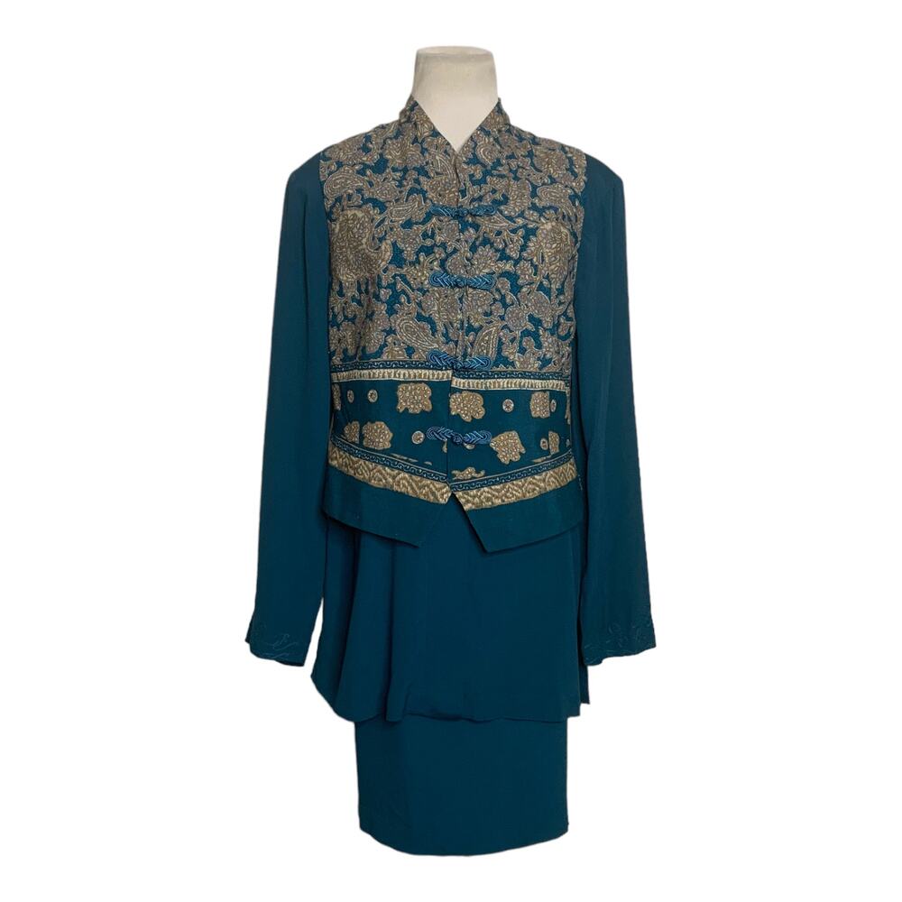 Norton McNaughton vintage green skirt size 10 with blouse vest set size 8